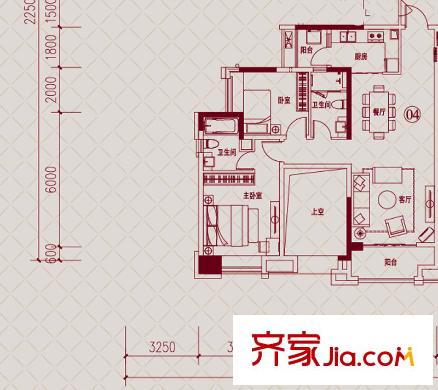 保利公園里6座04單位 2室2廳2衛(wèi)1廚