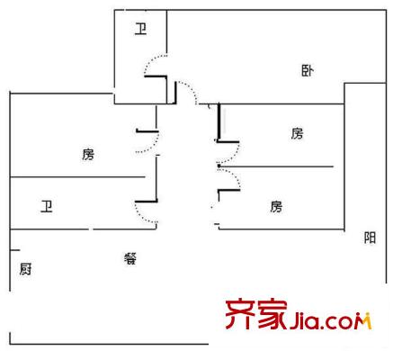 海尾小區(qū)戶型圖4室2廳戶型圖 4室2廳2衛(wèi)1廚