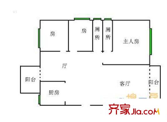 銀和樓戶型圖3室2廳戶型圖 3室2廳2衛(wèi)1廚