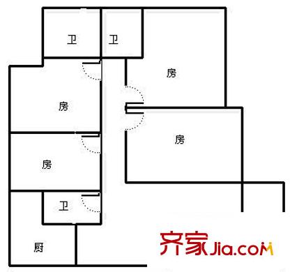 德濤居戶型圖四室兩廳戶型圖 4室2廳3衛(wèi)1廚