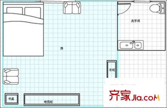 后龍南街小區(qū) 1室1廳 戶型圖