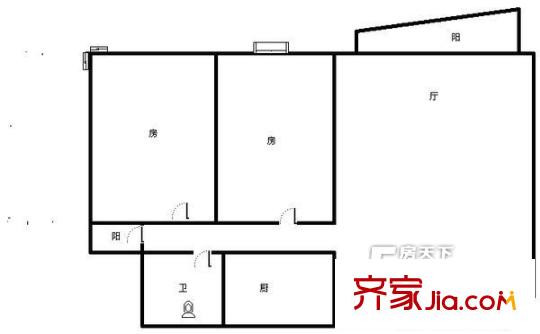 景泰花園戶型圖2室1廳 戶型圖 2室1廳1衛(wèi)1廚