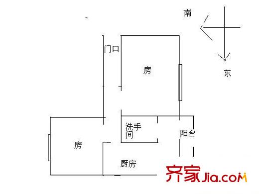 文沙小區(qū)戶型圖兩室一廳戶型圖 2室1廳1衛(wèi)1廚