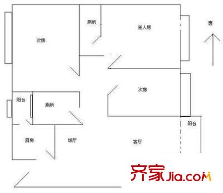文沙小區(qū)戶型圖三室兩廳戶型圖 3室2廳2衛(wèi)1廚