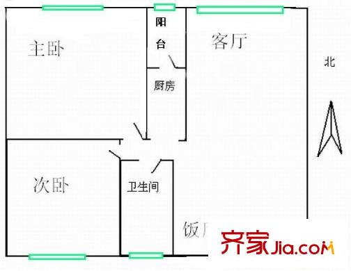 文沙小區(qū)戶型圖兩室兩廳戶型圖 2室2廳1衛(wèi)1廚