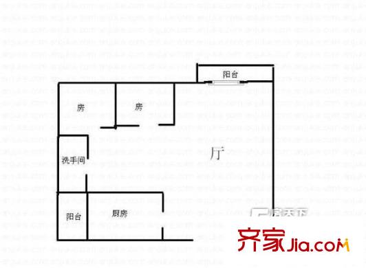 solo國際公寓戶型圖2室1廳戶型圖 2室1廳1衛(wèi)1廚