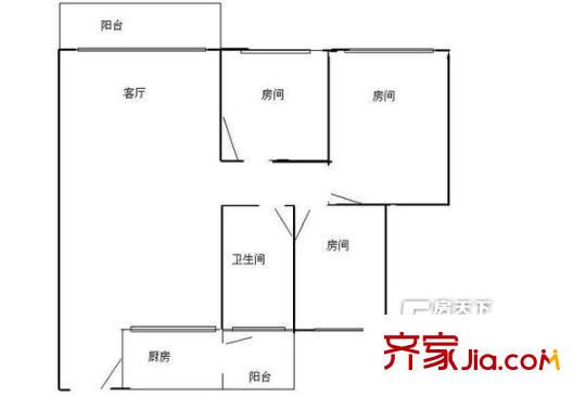 宏景居戶型圖3室2廳戶型圖 3室2廳2衛(wèi)1廚