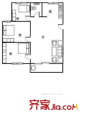 容桂大道北小區(qū)戶型圖3室1廳戶型圖 3室1廳1衛(wèi)1廚