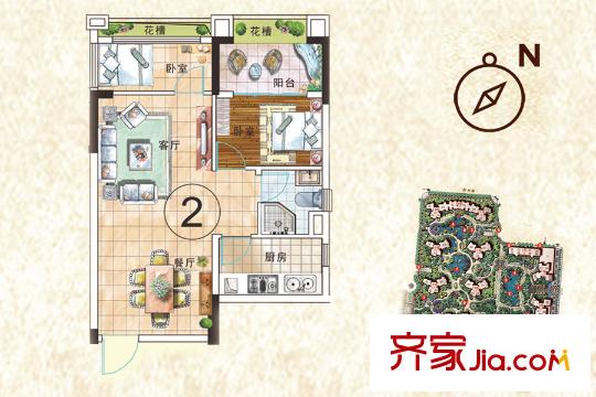 和豐穎苑20座02單元 75平方米 2室2廳1衛(wèi)1廚