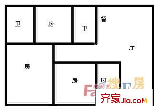 恒景樓戶型圖3室2廳戶型圖 3室2廳1衛(wèi)1廚