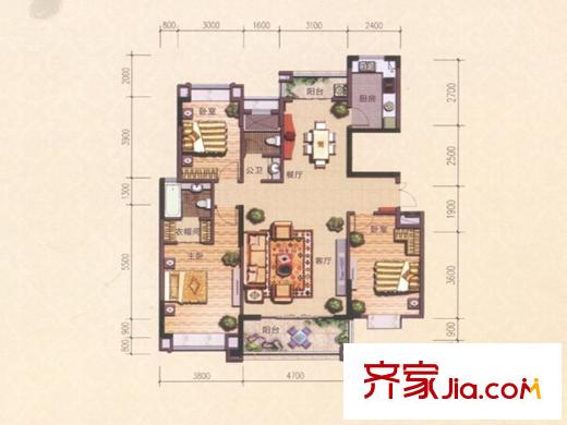 凰樵假日3座2號樓（01）單位149.74平方米 3室2廳2衛(wèi)1廚