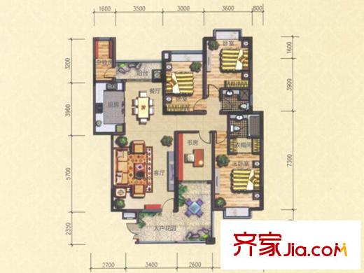 凰樵假日2座2號樓（03+04）單位167平方米 4室2廳2衛(wèi)1廚