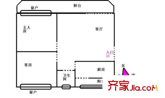 華苑大廈戶型圖兩室兩廳戶型圖 2室2廳1衛(wèi)1廚