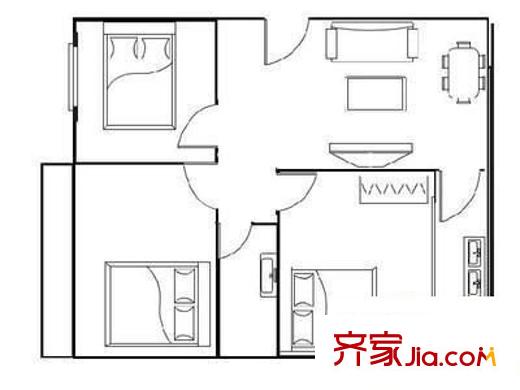 文沙小區(qū)戶型圖三室兩廳戶型圖 3室2廳1衛(wèi)1廚
