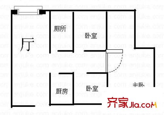 文秀麗苑戶型圖三室兩廳戶型圖 3室2廳2衛(wèi)1廚
