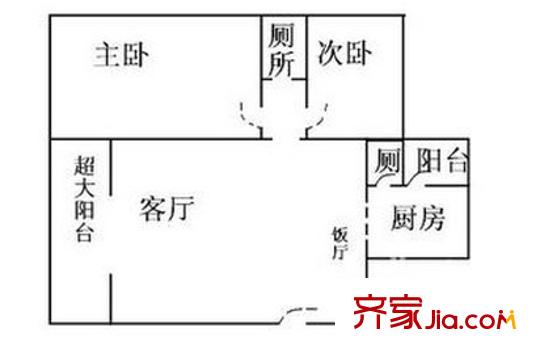 稅局宿舍戶(hù)型圖2房1廳戶(hù)型圖 2室1廳1衛(wèi)1廚