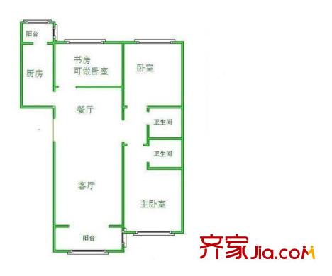 桂怡樓戶型圖三室兩廳戶型圖 3室2廳2衛(wèi)1廚
