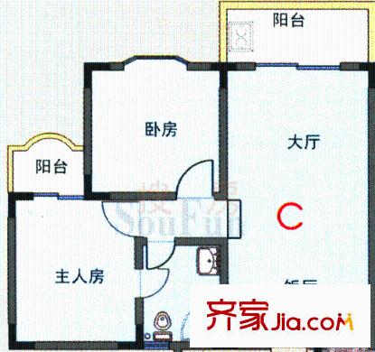 東駿大廈戶型圖2室2廳戶型圖 2室2廳1衛(wèi)1廚