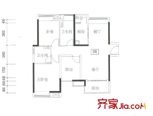 保利西雅圖12/13棟06單元 約94平方米 3室2廳2衛(wèi)1廚