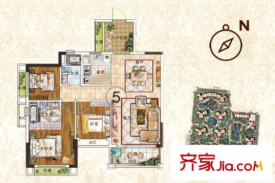 和豐穎苑20座05單元 94平方米 3室2廳2衛(wèi)1廚