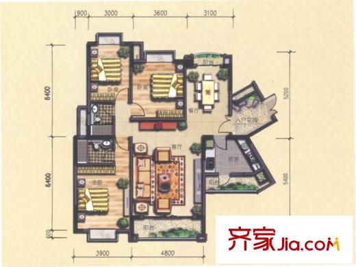 凰樵假日2座1號樓（01+02）單位149平方米 3室2廳2衛(wèi)1廚