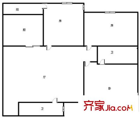 桂東苑戶型圖三室一廳戶型圖 3室1廳1衛(wèi)1廚