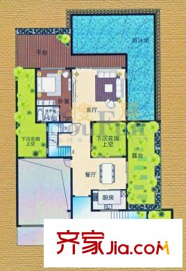 頤和盛世主島雙拼別墅-首層 1室2廳1廚