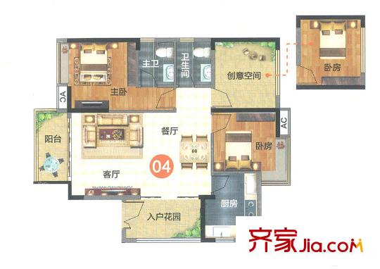 頤和盛世18號(hào)樓04單元 100.68平方米 3室2廳2衛(wèi)1廚