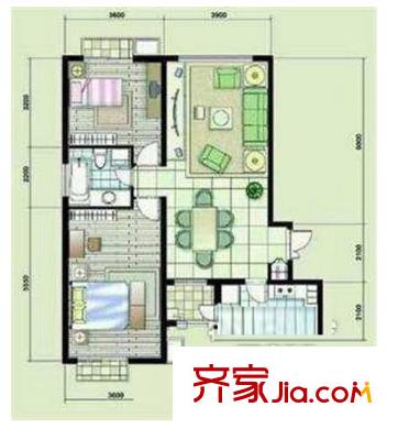 濱江名苑二期戶型圖2室戶型圖 2室2廳1衛(wèi)1廚