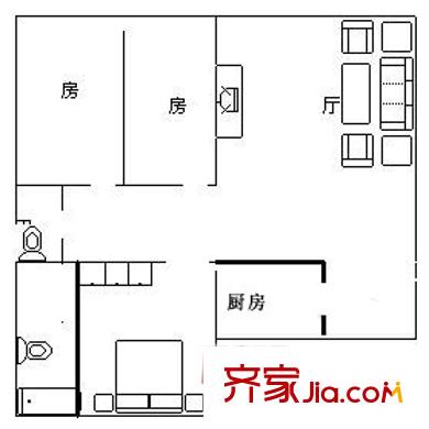 濱江名苑二期戶型圖2室戶型圖 2室2廳1衛(wèi)1廚