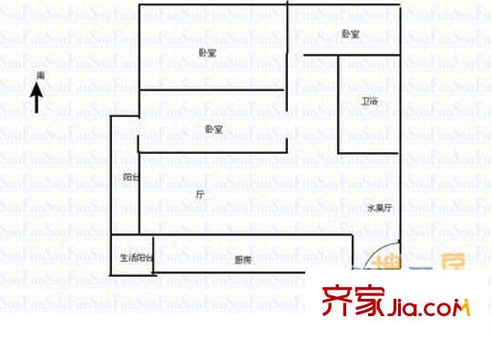 中泓大廈戶型圖3室2廳戶型圖 3室2廳2衛(wèi)1廚