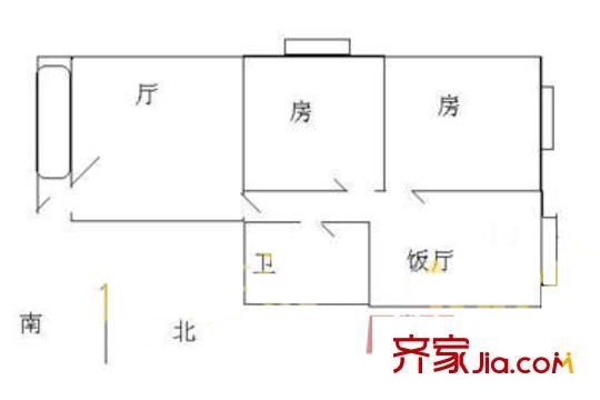 東盛大廈戶型圖2室2廳1衛(wèi)1廚 2室2廳1衛(wèi)1廚