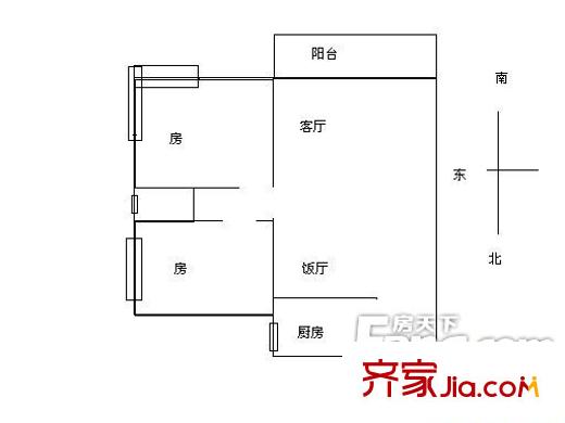 疊北村頭村小區(qū)戶型圖2室2廳戶型圖 2室2廳1衛(wèi)1廚
