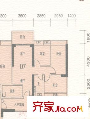 地鐵金融城戶型圖A3棟7-27層07戶型 2室2廳1衛(wèi)1廚