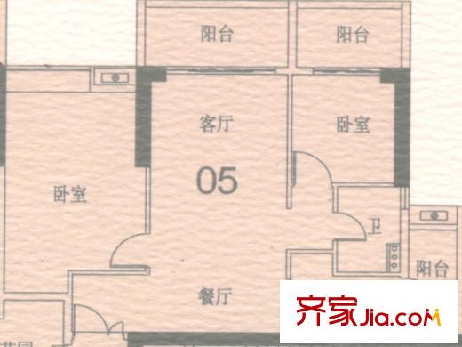 地鐵金融城戶型圖2室2廳戶型圖 2室2廳1衛(wèi)1廚