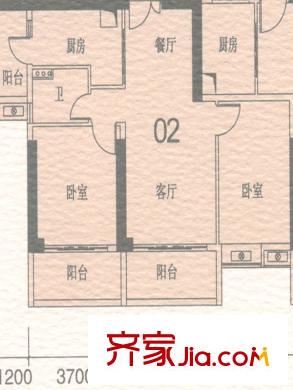 地鐵金融城戶型圖2室2廳戶型圖 2室2廳1衛(wèi)1廚
