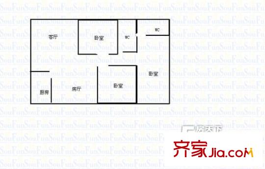 東駿大廈戶型圖3室2廳戶型圖 3室2廳2衛(wèi)1廚
