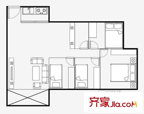碧怡閣戶型圖4室2廳戶型圖 4室2廳2衛(wèi)1廚