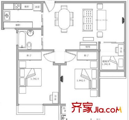 濱江名苑二期戶型圖3室戶型圖 3室2廳2衛(wèi)1廚