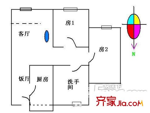疊平方米小區(qū)戶型圖2室2廳戶型圖 2室2廳1衛(wèi)1廚