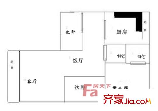 金沙教師小區(qū)戶型圖3室2廳戶型圖 3室2廳2衛(wèi)1廚