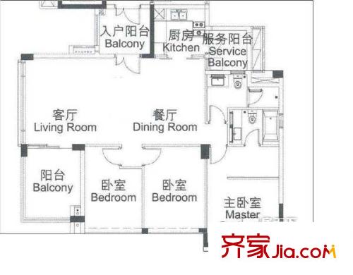 東華軒戶型圖3室2廳戶型圖 3室2廳2衛(wèi)1廚