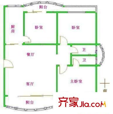 東盛大廈戶型圖3室2廳2衛(wèi)1廚 3室2廳2衛(wèi)1廚