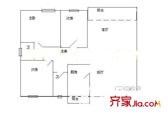 疊平方米小區(qū)戶型圖3室2廳戶型圖 3室2廳2衛(wèi)1廚