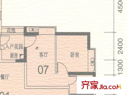 地鐵金融城戶型圖1室1廳戶型圖 1室1廳1衛(wèi)1廚