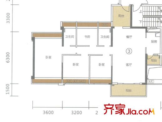 東海銀灣16座03單位120平方米 4室2廳2衛(wèi)1廚