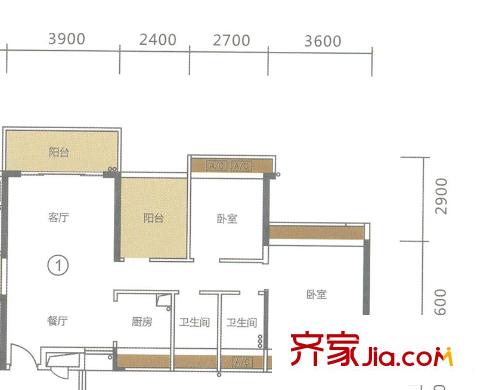 東海銀灣16座01單位87平方米 2室2廳1衛(wèi)1廚