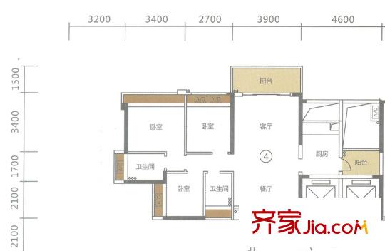東海銀灣16座04單位89平方米 3室2廳2衛(wèi)1廚