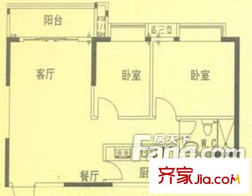 創(chuàng)峰樓戶型圖2室2廳戶型圖 2室2廳1衛(wèi)1廚