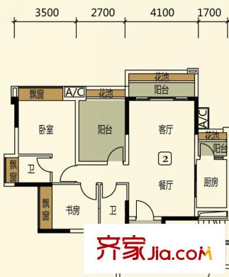 長信銀灣8座02、03單位 2室2廳1衛(wèi)1廚